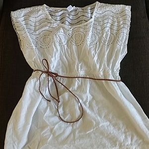White cotton eyelet maternity top
